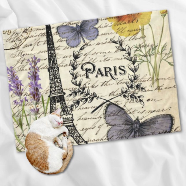 Manta Polar rural francés scripts de campo paris eiffel tower (rustic french country scripts paris eiffel tower fleece blanket)