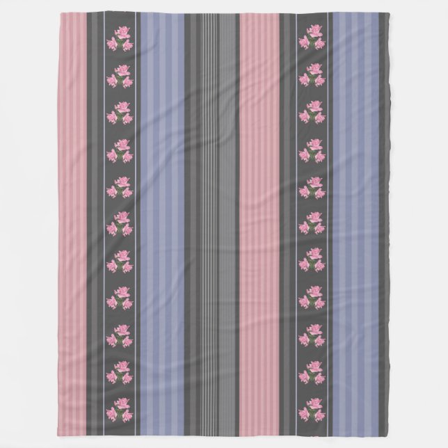 Manta Polar Ruso, a rayas, patchwork (Anverso)