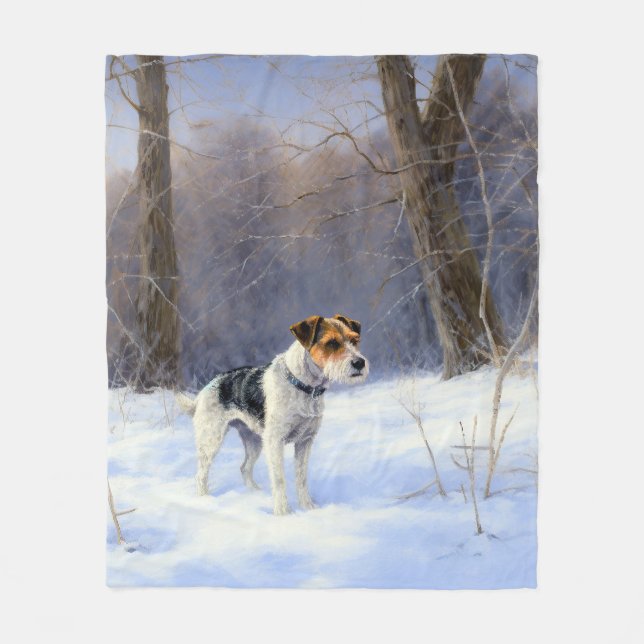 Manta Polar Russell Terrier deja que nieve Navidades (Anverso)
