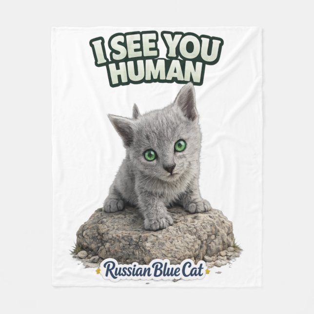 Manta Polar Russian Blue Cat Fleece Blanket (Anverso)