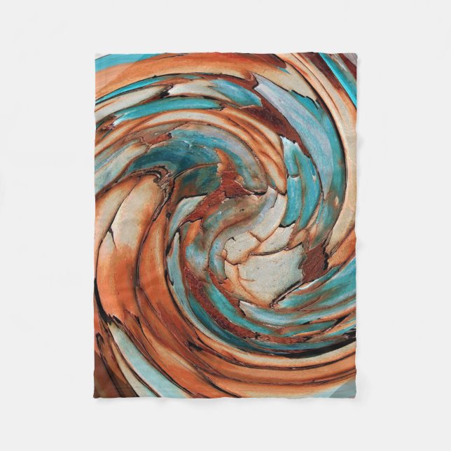 Manta Polar Rust N Blue Abstract Art Fleece Blanket (Anverso)