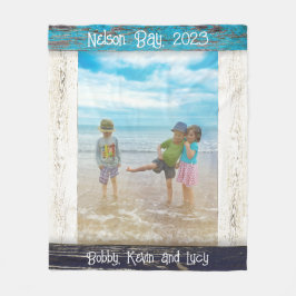 Manta Polar Rustic Blue White Beach Wood Text Photo Frame