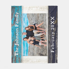 Manta Polar Rustic Blue Wood Frame Family Name 