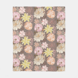 Manta Polar Rustic Boho Asphalt Floral Pattern