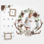 Manta Polar Rustic Country Floral Baby Milestone Blanket<br><div class="desc">The Baby’s First Year blanket makes the perfect prop for baby photos! It's the perfect alternative to monthly stickers and blocks. Our blanket easily allows you to take and post pictures of your growing little one. Snap a photo and share with friends on social media, create beautiful keepsake photos, and...</div>