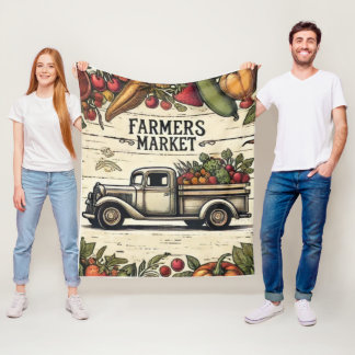 Manta Polar Rustic Farmers Market Truck Fleece Blanket