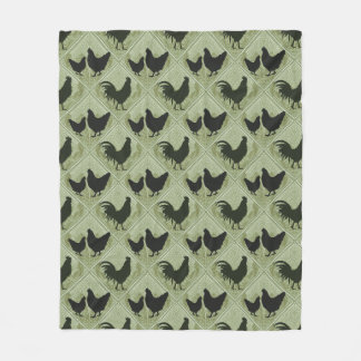Manta Polar Rustic Farmhouse Hen Pattern – In Green