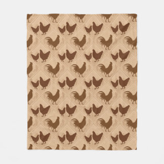 Manta Polar Rustic Farmhouse Hen Pattern – In Warm Brown 