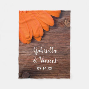 Manta Polar Rustic Orange Daisy Country Wedding