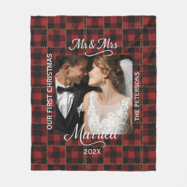 Manta Polar Rustic Red Buffalo Plaid First Christmas Married 