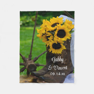 Manta Polar Rustic Sunflowers and Cowboy Boots Western Wedding