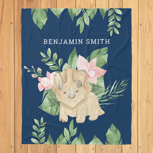 Manta Polar Rústica acuarela jungla Triceratops Cute Dinosauri (Subido por el creador)