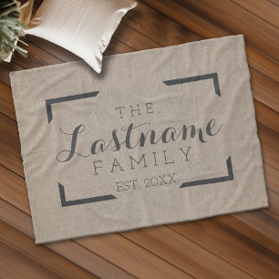 Manta Polar Rústica Burlap - Personalizado Familia o Rótulo 