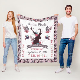 Manta Polar Rústica Cabeza de ciervo Bebé Niña Nacimiento Esta