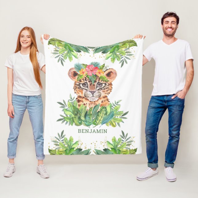 Manta Polar Rústica Selva Tropical Safari Cute Leopardo (In situ)