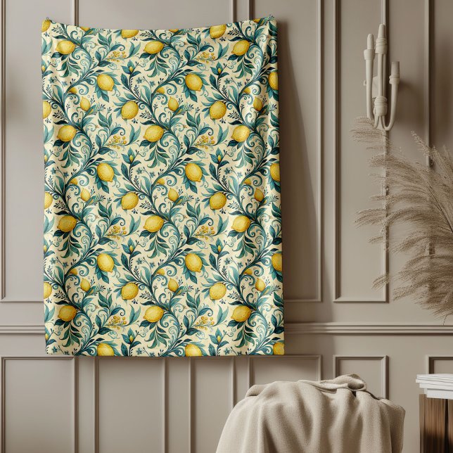 Manta Polar Rústico Mediterráneo Amarillo Lemones Tones de Tie (Rustic Mediterranean Yellow Lemons Earthy Tones Fleece Blanket)
