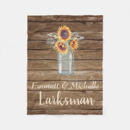 Manta Polar Rústico País Girasol Mason Jar Floral Barnyard