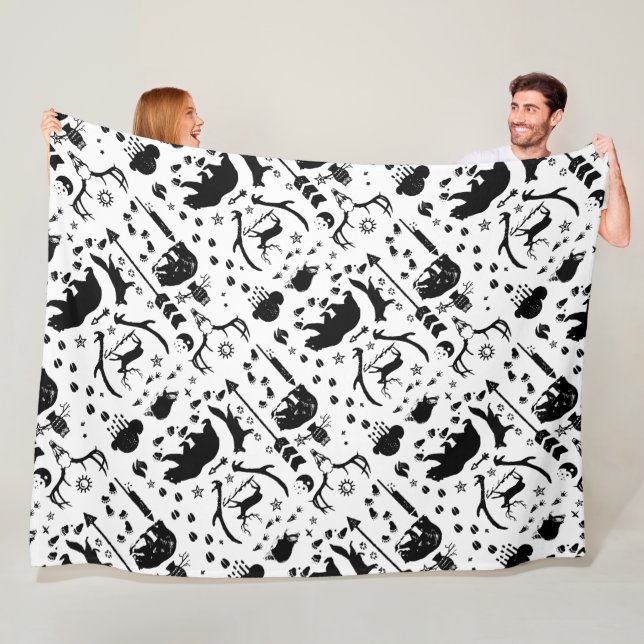 Manta Polar Rústico Patrón de Woodland de Oso Negro de Cervo F (In situ)