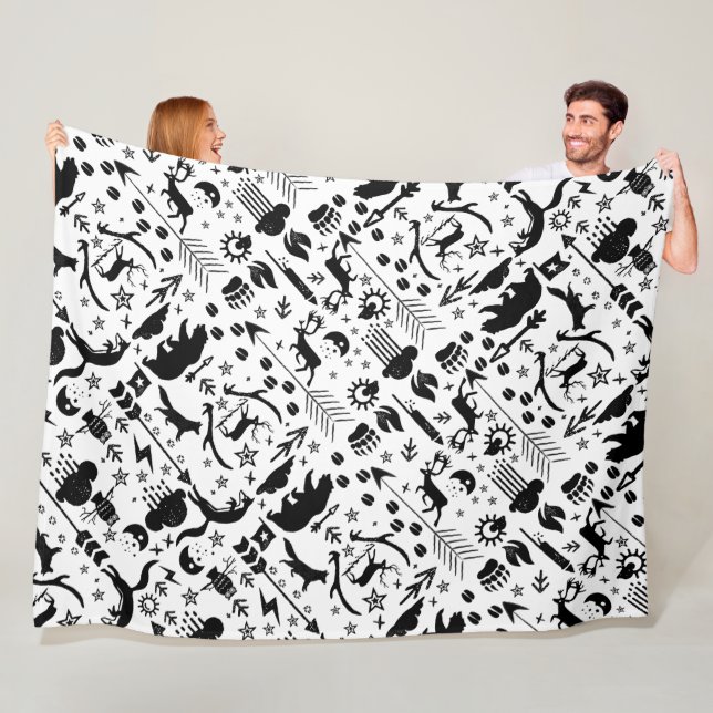 Manta Polar Rústico Patrón de Woodland de Oso Negro de Cervo F (In situ)