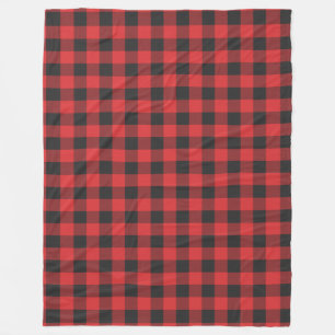 Manta Polar Rústico Red Black Farmhouse Plaid