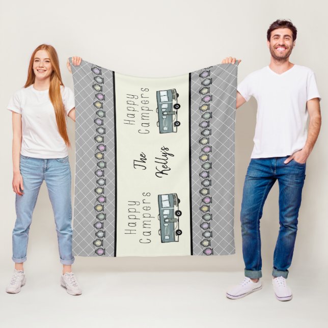 Manta Polar RV personalizado de feliz campista (In situ)