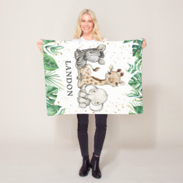 Manta Polar Safari acuarela Animales Niño Nursera