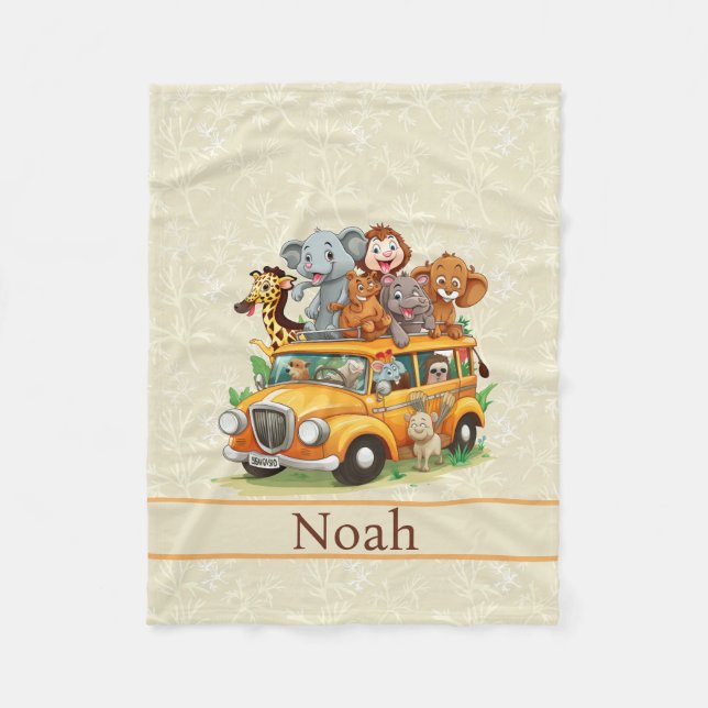 Manta Polar Safari animal Pequeño nombre beige suave (Anverso)