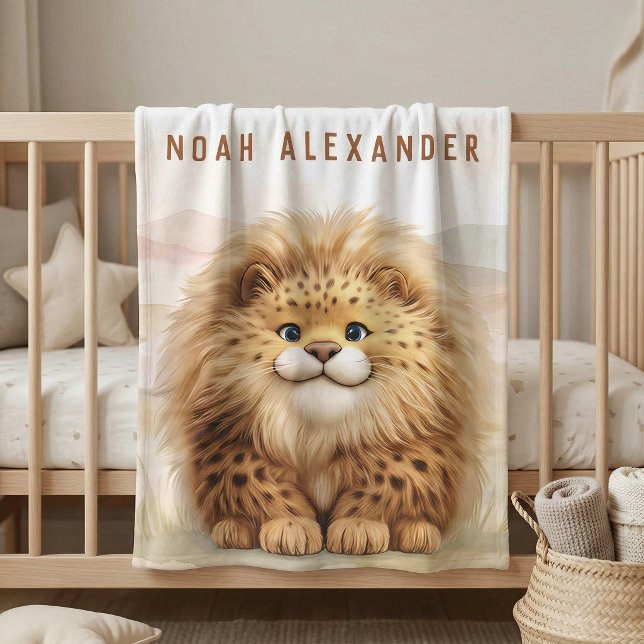 Manta Polar Safari Cute Zuberi The Fluffy Leopard Name Kids (Subido por el creador)