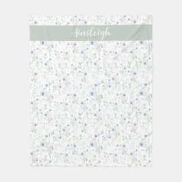 Manta Polar Sage Blue Watercolor Wildflower Monogram Name