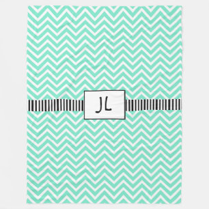 Manta Polar Sage Green Black Strike Monogramed Fleece Blanke