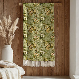 Manta Polar Sage Green Blanket Luxury Gold Botanical Design