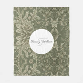 Manta Polar Sage Green Flora Elegante Sherpa Blanket