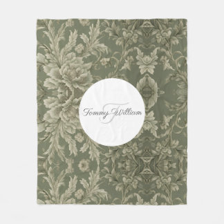 Manta Polar Sage Green Flora Elegante Sherpa Blanket