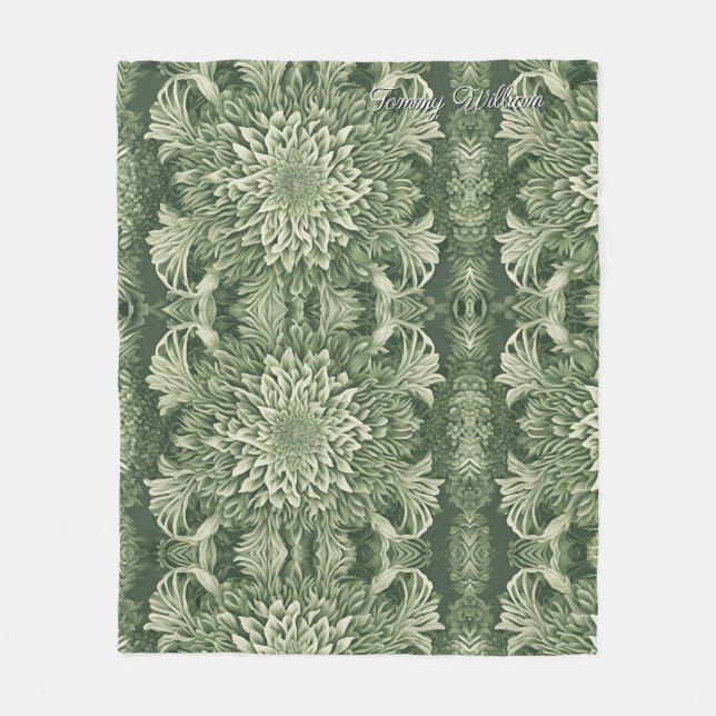 Manta Polar Sage Green Floral Elegante (Anverso)