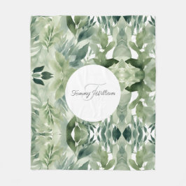 Manta Polar Sage Green Floral Elegante
