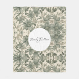 Manta Polar Sage Green Floral Elegante