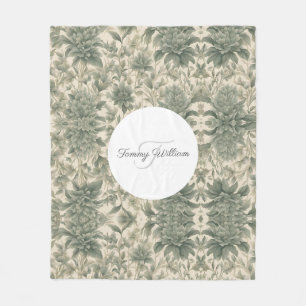 Manta Polar Sage Green Floral Elegante