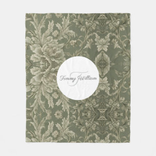 Manta Polar Sage Green Floral Elegante