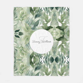 Manta Polar Sage Green Floral Elegante