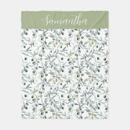 Manta Polar Sage Green French Country Watercolor Olive Name 