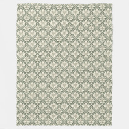 Manta Polar Sage Green & Ivory Damask Pattern Fleece Blanket