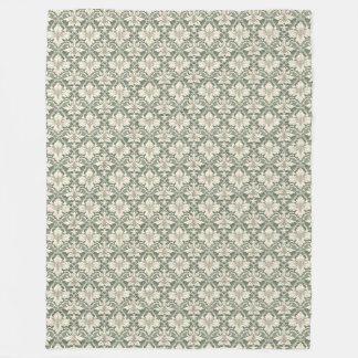 Manta Polar Sage Green & Ivory Damask Pattern Fleece Blanket