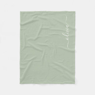 Manta Polar Sage Green Minimalista Moderno Monograma elegante