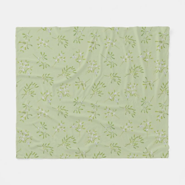Manta Polar Sage Green Mistletoe Winter Fleece Blanket (Frente (Horizontal))