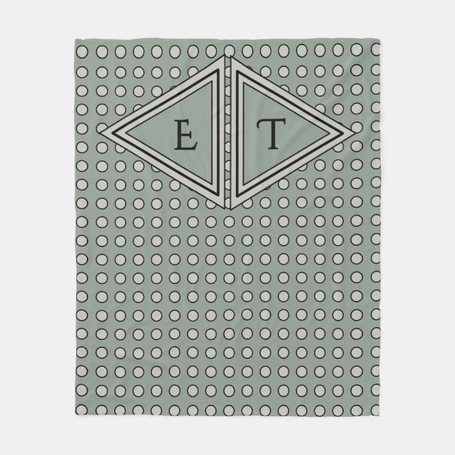 Manta Polar Sage Green Modern Monogram Decor (Anverso)