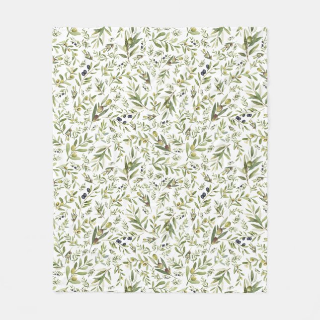 Manta Polar Sage Green Watercolor French Country Chic Olives (Anverso)