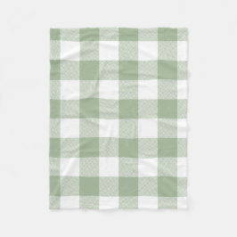 Manta Polar Sage Green y White Gingham Plaid