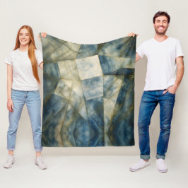 Manta Polar Sage Olive Green Gold Geométrico Resumen Natural