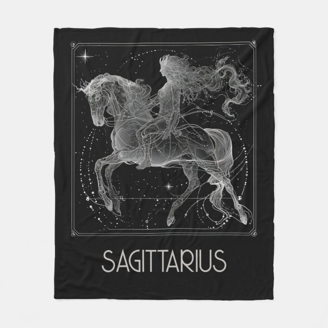 Manta Polar Sagittarius Zodiac Constellation Fleece Blanket (Anverso)
