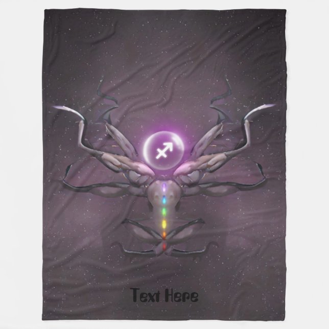 Manta Polar Sagittarius Zodiac Rótulo Crown Chakra Blanket (Anverso)